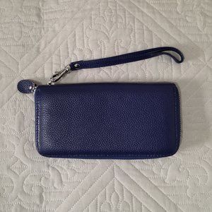 Dark Blue Classic Minimalist Leather Wallet Clutch